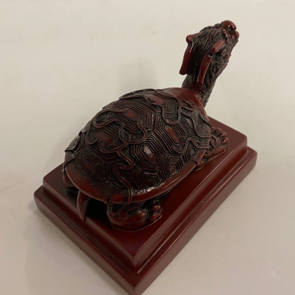 Red Feng Shui Dragon Turtle Tortoise Statue 2.75”H - Picture 7 of 7